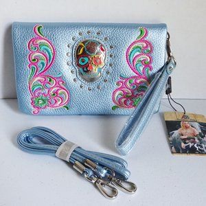 American Bling SUGAR SKULL Clutch/Shoulder Bag